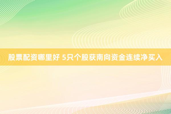 股票配资哪里好 5只个股获南向资金连续净买入