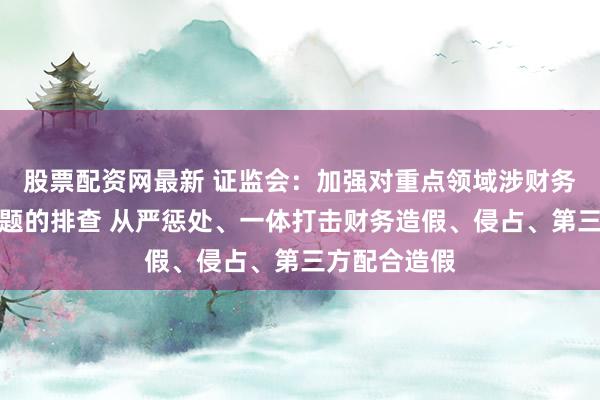 股票配资网最新 证监会：加强对重点领域涉财务造假风险问题的排查 从严惩处、一体打击财务造假、侵占、第三方配合造假